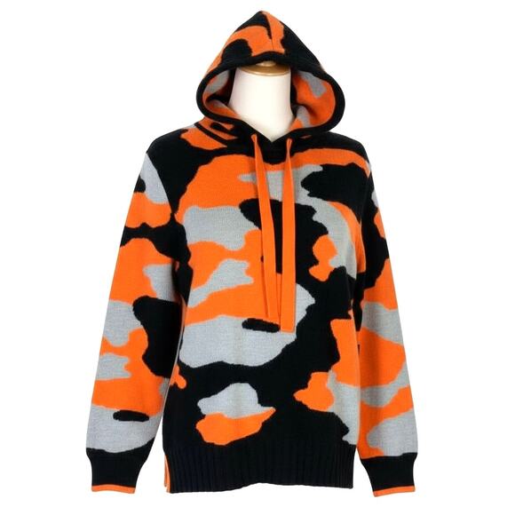 Brodie Cashmere Chloe Hoodie Camo Print Navy Orange Gray Size Large - Picture 1 of 8